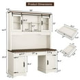 thumbnail image 3 of 76" Tall Pantry Cabinet Kitchen Hutch w/ Sliding Glass Doors & Charging Station, Farmhouse Coffee Bar Cabinet w/ 3 Drawers & Microwave Stand, 3 of 8
