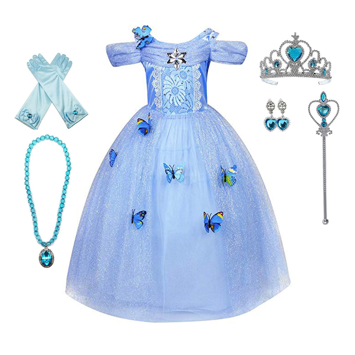 Sandy Princess Cinderella Cosplay Costume Kids Girls Party Fancy Dress Gown 3-9Y