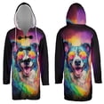 thumbnail image 3 of Hippie Border Collie Portrait oil painting Watercolor Tie-dye Vintage All Over Print 3D Hooded Duffle Toggle Coat Borders Dog Lovers Gifts Idea - 00015, 3 of 6