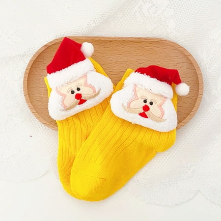 

kpoplk Winter Socks For Kids Baby Cartoon Doll Cotton Stockings Spring And Autumn Middle Tube Boys And Girls Baby Walking Floor(Yellow)