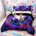 thumbnail image 3 of Manfei Aquatic Axolotl Full Size Comforter Sets,Colorful Salamander Bedding Comforter Set,Black Reversible,3 Pieces,1 Comforter and 2 Pillowcases, 3 of 7