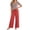 Watermelon Red, variant on Zynoxe Pajamas for Women Set Two Piece V-neck Short Sleeve Shirts and Drawstring Wide Leg Pants Matching Outfit Loose Comfy Lounge Sets