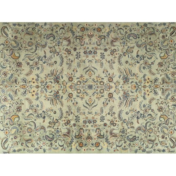 Ahgly Company Machine Washable Indoor Rectangle Traditional Khaki Green Area Rugs, 4' x 6'