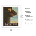 thumbnail image 2 of Paestum Italy - Ancient Greek Temples - Vintage Travel Poster by Virgilio Retrosi 1950 - Fine Art Rolled Canvas Print 20in x 26in, 2 of 4
