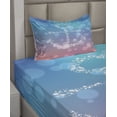 thumbnail image 2 of Ambesonne Pink Fitted & Top Sheet Set with Sham, Abstract Blurry Landscape, Pink Blue, 2 of 4