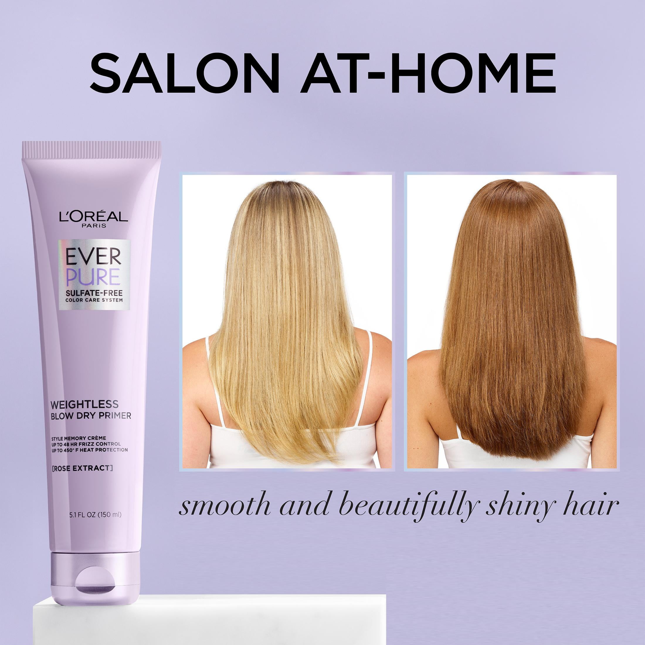 L'Oreal Paris EverPure Blow Dry Primer Rose Extract Heat Protection All Hair Types Unisex 5.1 fl oz