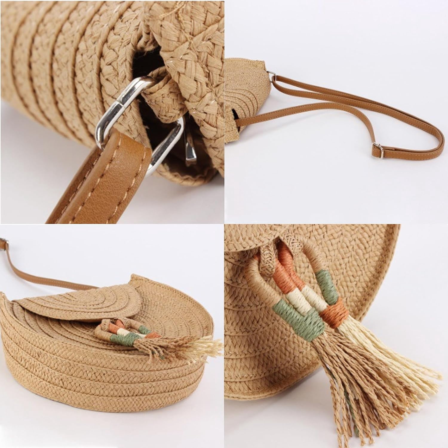 Summer Straw Crochet Beach Bag Woven Crossbody Boho Purse for Women Trendy