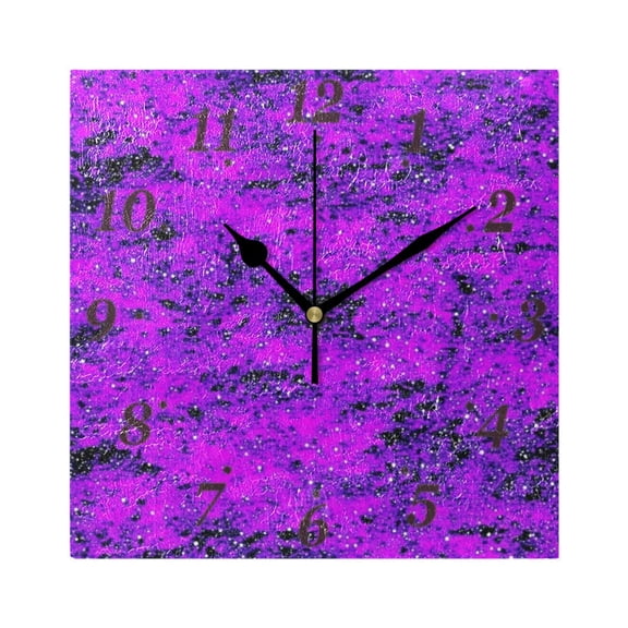 7.78in Starry Purple Night Sky Square Wall and Table Clock Dual Use Vintage Design in Black or Gold