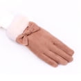 thumbnail image 4 of Winter Faux Leather Long Sleeve Thermal Cute Gloves for Women Cold Weather Yellow Warm Thickened | Touchscreen Casual Outdoor Sports, 4 of 4