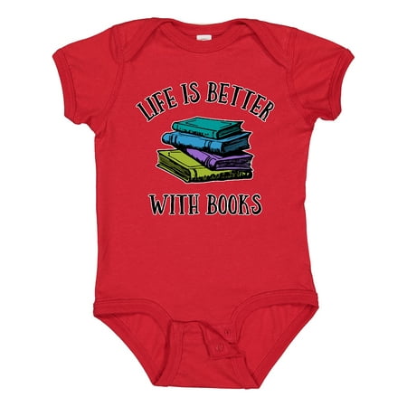 

Inktastic Life s Better with Books Gift Baby Boy or Baby Girl Bodysuit