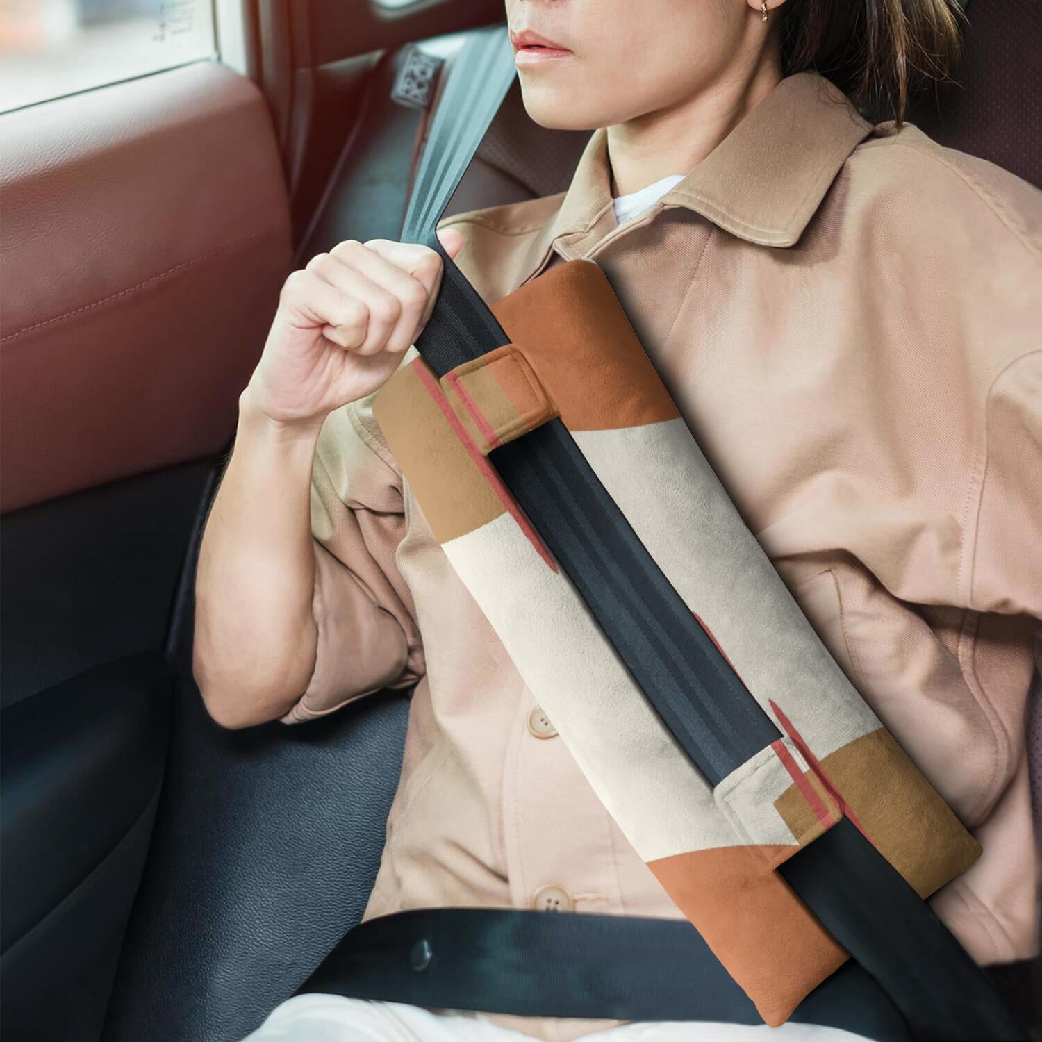 Post Surgery Recovery Pillow Adjustable Seatbelt Cushion for Mastectomy & Abdominal Surgeries, Lightweight & Shock-Absorbing (Tribal Pattern)