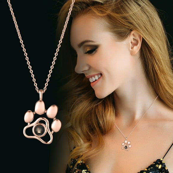 Iumwxz 100 Ianguages I Iove You Projection Necklace Pet Photo Necklace Accessories Gift