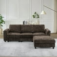 thumbnail image 7 of ACMEASE 87" Chenille 3 Seater Sofa w/Movable Ottoman, Modular Sectional Sofa w/Cup Holders, Modern L Couch w/Deep Seat Space for living Room, Brown, 7 of 7