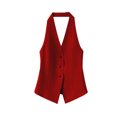 thumbnail image 3 of WLOMHUW Halter V-Neck Suit Vest for Women Single Breasted Tailored Waistcoat with Backless Red S, 3 of 5
