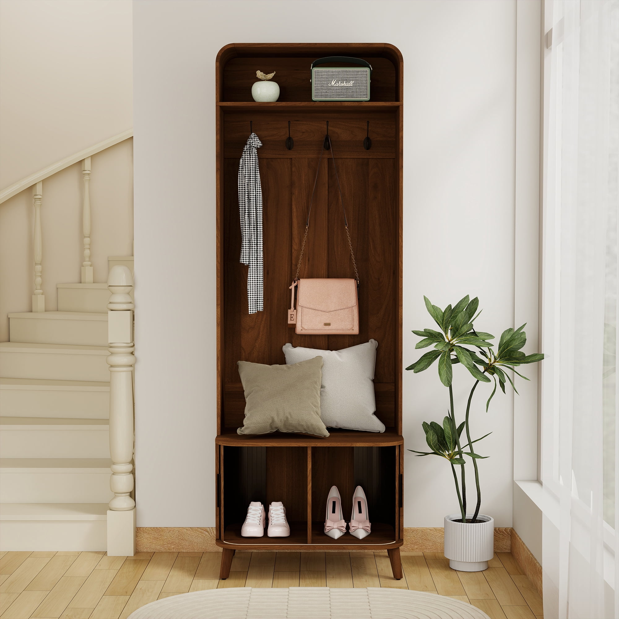 Diubas Hall Tree with Bench and Shoe Storage, 66.9