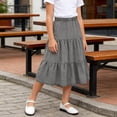 thumbnail image 5 of QTBIUQ Girls Midi Denim Skirt Elastic Waist Tiered Ruffle Skirt Casual Fashion Summer Skirt, 5 of 8