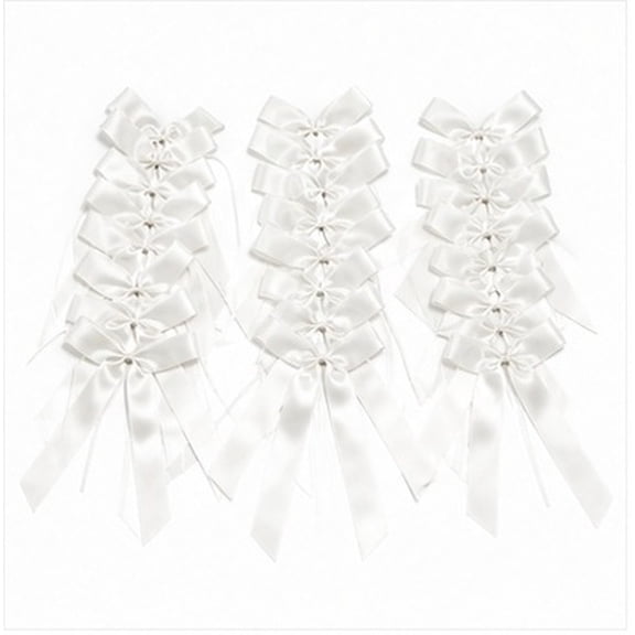 REOFLYUP white ribbon bow Pre-Tied Wedding Decorations 25 Pcs