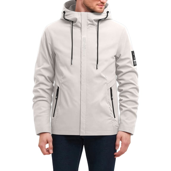 Stamzod Mens Jackets Lightweight Long Sleeve Hooded Windbreaker Jacket with Pocket Hiking Golf Travel Rain Coats for Men Khaki C S