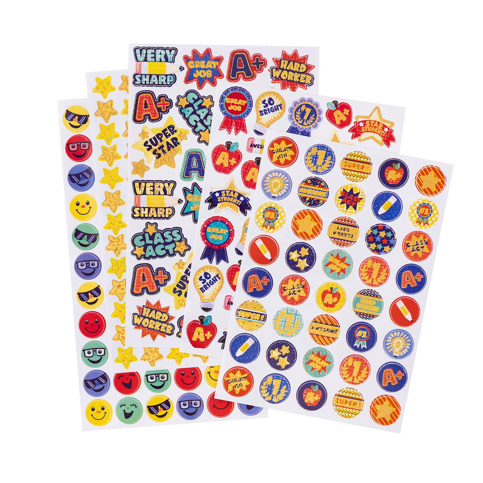 Sticko Solid Multicolor Teacher Reward Sticker Flip Foil Pack, 259 Pieces