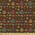 thumbnail image 2 of Ambesonne Tea Party Fabric by the Yard Upholstery, British Tea Ceremony Art, 3 Yards, Redbrown and Multicolor, 2 of 5