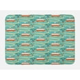 thumbnail image 1 of Happy Camper Bath Mat, Pattern of Sun Palms and Van on Road Summer Travel Holiday Theme, Plush Bathroom Decor Mat with Non Slip Backing, 29.5" X 17.5", Seafoam and Multicolor, by Ambesonne, 1 of 2