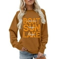 thumbnail image 2 of Boat Waves Sun Rays Lake Days Sweatshirts for Women Long Sleeve Crewneck Graphic Sweatshirt Pullover Tops, 2 of 5