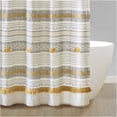 thumbnail image 5 of JERFIT 72x72 Inch Gray and Yellow Cotton Shower Curtain with Tassel Trim, Machine Washable Bathroom Decor with Pom Poms, 12 Holes, Water Resistant, 5 of 8