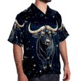 thumbnail image 2 of Taurus Constellation Men's Short Sleeve Beach Shirts, Hawaiian Printed Button Down Summer Casual Unisex Men's Shirts, 2 of 6