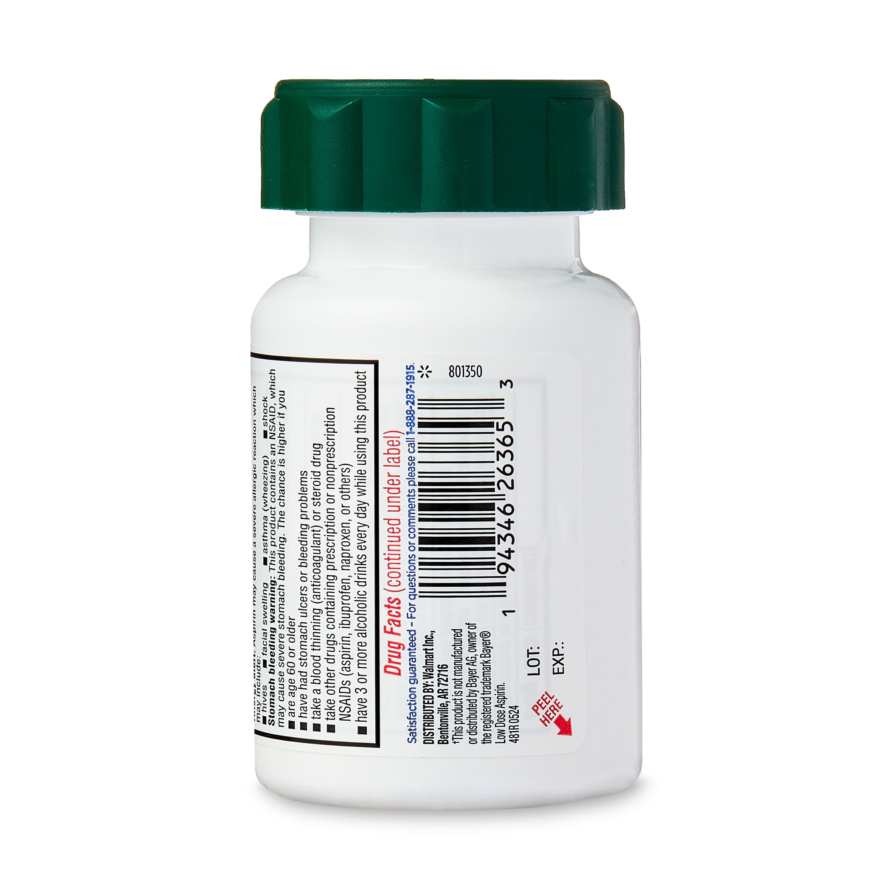 Equate Low Dose Aspirin Pain Relief Safety Coated Tablets, 81 mg, 500 Count, Compare to Bayer® Low Dose Aspirin Active Ingredient