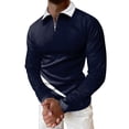 thumbnail image 1 of Gibobby Playera tipo polo hombre Hombres Casual Otoño Invierno Manga larga Turndown Neck Shirt Impreso Camiseta Top Blusa(Marina,XL), 1 of 5