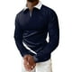 thumbnail image 1 of Gibobby Playera tipo polo hombre Hombres Casual Otoño Invierno Manga larga Turndown Neck Shirt Impreso Camiseta Top Blusa(Marina,M), 1 of 5