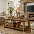 thumbnail image 5 of Finmind 47" Solid Wood Coffee Table, Rectangle Center Table with 2-Tier Storage, for Living Room, Brown, 5 of 10
