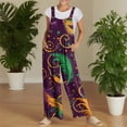 thumbnail image 5 of ASDFVBKG Mardi Gras Jumpsuit for Women Plus Size Button Carnival Themed Party Graphic Wide Leg One Piece Jumpsuits Loose Dressy Overalls Onesie with Pocket Outfits Purple L, 5 of 7