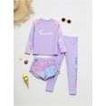 thumbnail image 5 of Sholeno Girls Swimsuit 3-Piece Zipper Rash Guard Set UPF 50+ Long Sleeve Bathing Suit Beach Swimwear Purple 11-13, 5 of 7