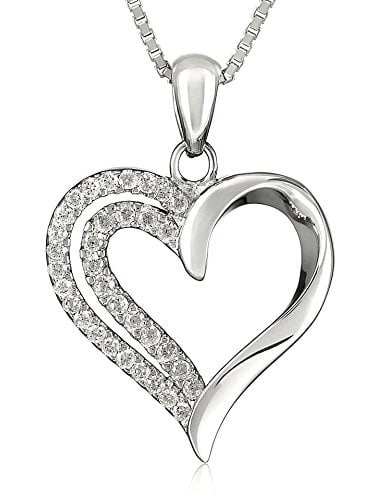 Heart Shaped Necklace, Solid Sterling 