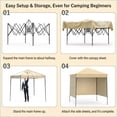 thumbnail image 4 of Gazebo Plegable para Jardín 2.5x2.5m - Toldo Impermeable con Protección UV y Altura Ajustable - Incluye Pared Lateral, Bolsa y Accesorios - Ideal para Terraza/Camping (Color Beige, 1 Unidad), 4 of 8