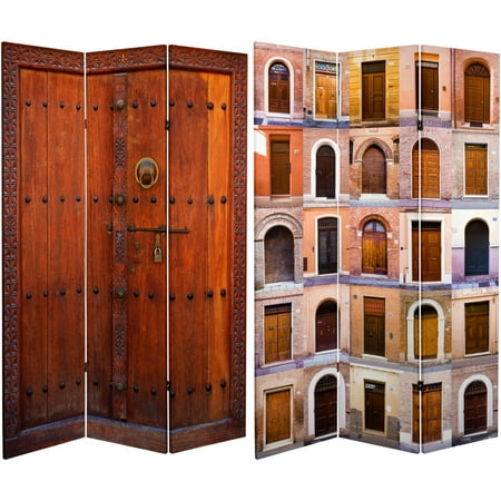 - 6' Tall Double Sided Doors Canvas Room Divider