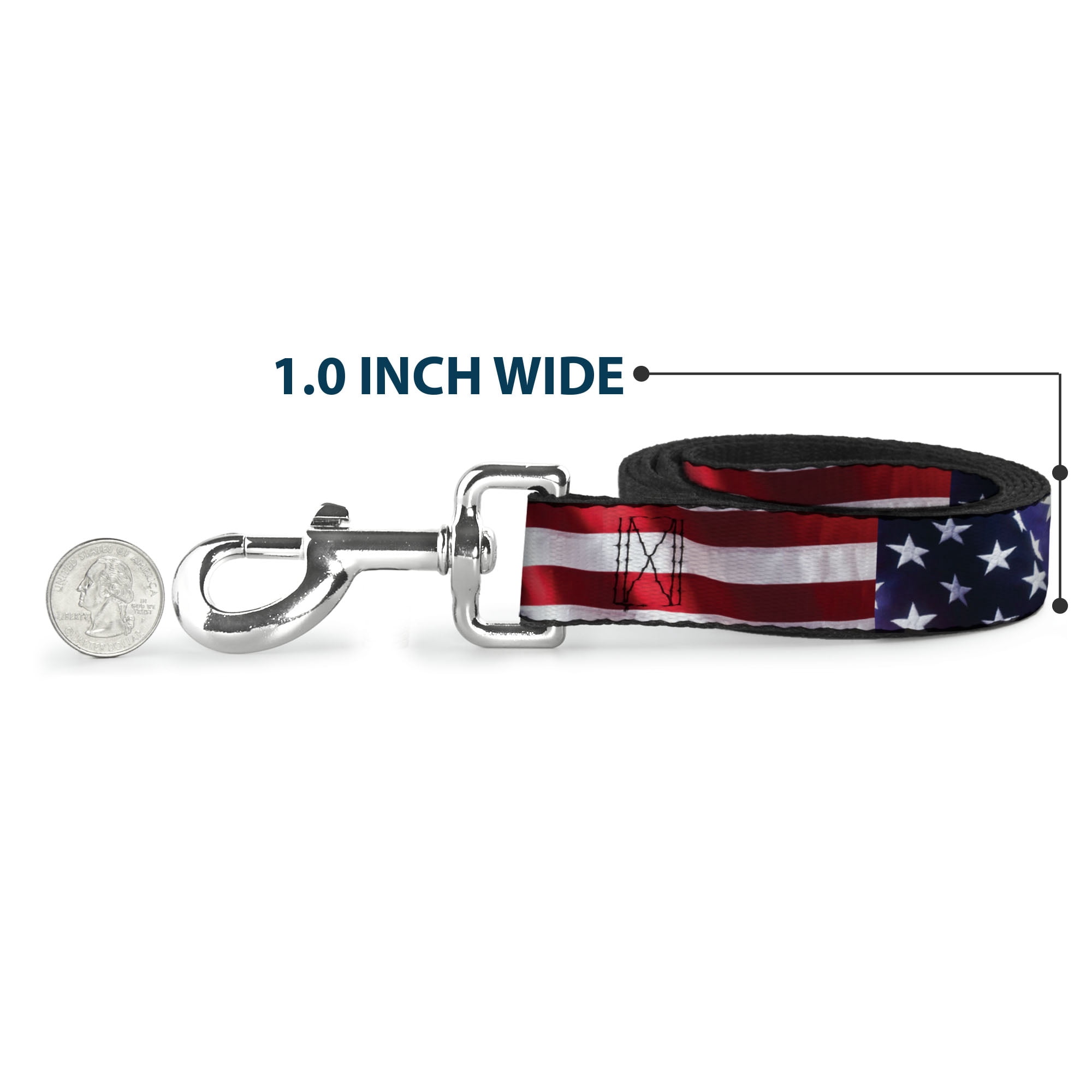Buckle-Down Pet Leash, Dog Leash, American Flag Vivid Close Up, 6 Feet Long 1.0 Inch Wide