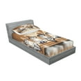 thumbnail image 2 of Ambesonne Cat Fitted Sheet & Pillow Sham Set, Funny Kittens in Hats at Sauna, Twinxl, Pastel Brown and Pale Grey, 2 of 2