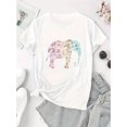 thumbnail image 2 of Creative Colorful Abstract Elephant Pattern Printed Women'S Fashion Trendy Round Neck Short Sleeve, Simple Casual Sports T-Shirt, Comfortable Summer Top for Holidays., 2 of 6