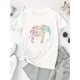 thumbnail image 3 of Creative Colorful Abstract Elephant Pattern Printed Women'S Fashion Trendy Round Neck Short Sleeve, Simple Casual Sports T-Shirt, Comfortable Summer Top for Holidays., 3 of 8