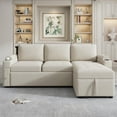 thumbnail image 3 of Ball & Cast 83.5" L-Shaped Convertible Sofa Bed,Chenille Fabric Sectional Couch with Reversible Storage Chaise Lounge and 2 Cup Holders and 2 USB Ports,Comfy Sofabed for Living Room, 3 of 7