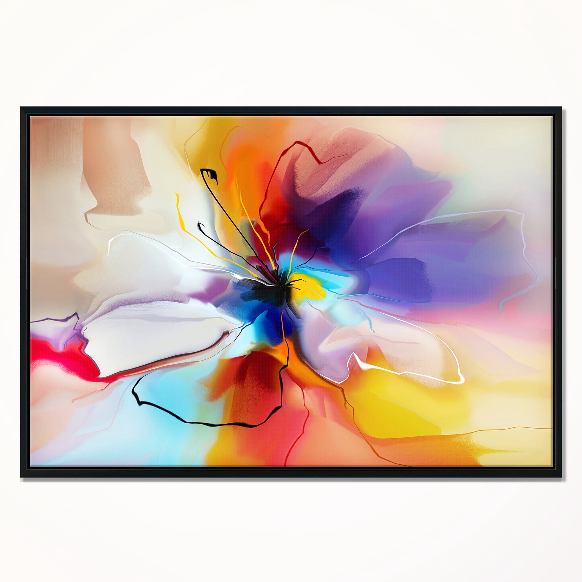 Designart ' Creative Flower in Multiple Colors ' Large Floral Framed Canvas art