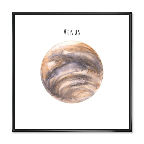 Designart 'Abstract Planet Venus' Bohemian & Eclectic Framed Canvas Wall Art Print