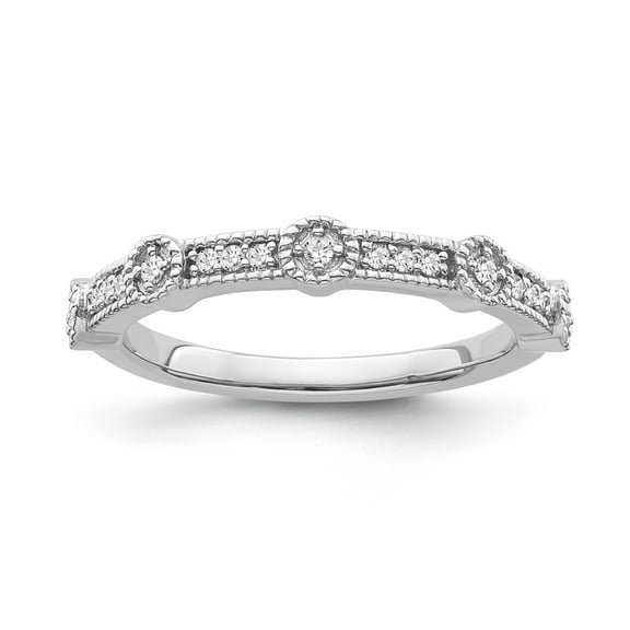 ARAIYA FINE JEWELRY Sterling Silver Diamond Stackable Band Ring (1/10 cttw, I-J Color, I2-I3 Clarity), Size 7