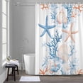 thumbnail image 5 of Summer Ocean Bathroom Shower Curtain, Orange Blue Coral Shell Starfish Coastal Waterproof Washable Soft Bath Curtain for Bathtub Decor with 12 Hooks&Grommet, 54x78 Inch, 5 of 9