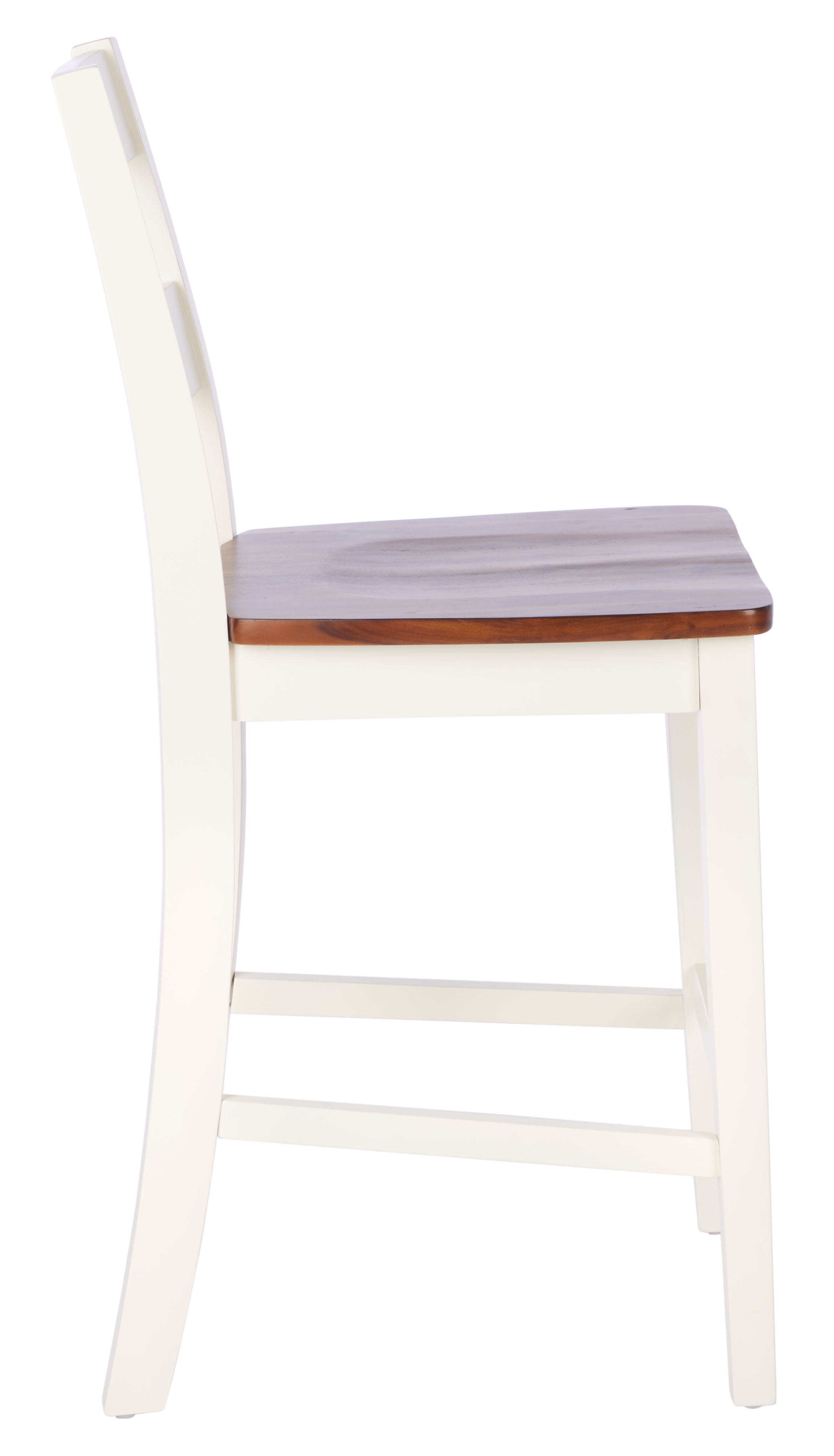 SAFAVIEH Yuri Modern Wood Counter Stool with Footrest, White/Natural, Set of 2