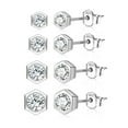 thumbnail image 3 of Lancharmed Silver Plated Earrings for Mother,4 Pairs of Zircon Stud 4 5 6 7Mm Hexagonal Earring Grandparents Gifts, 3 of 9