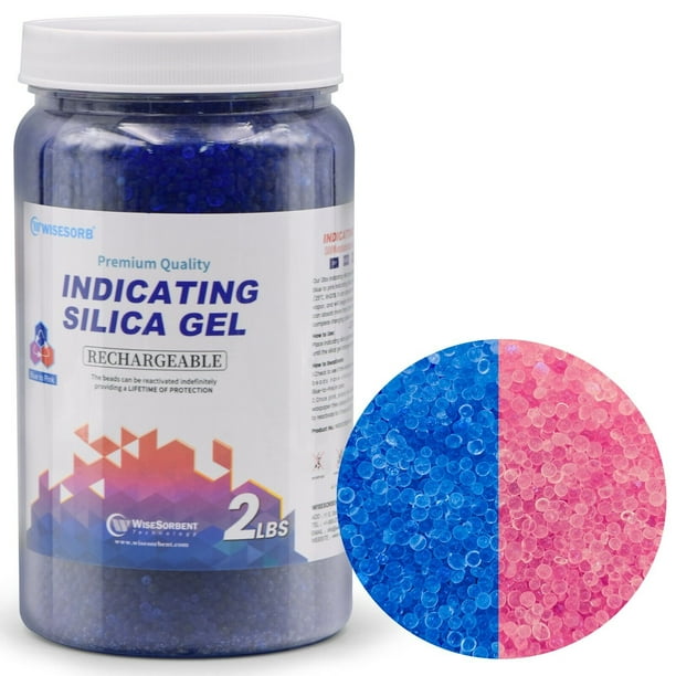 Wisesorb Silica Gel 2LBS, Indicating Silica Beads (Blue to Pink