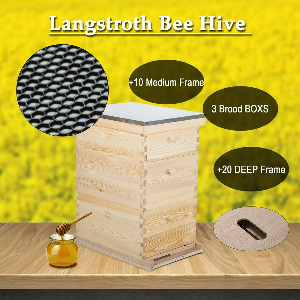 20 Deep Frame & 10 Medium Frame w/ 3 Brood Boxes Hive Frame/Bee Hive
